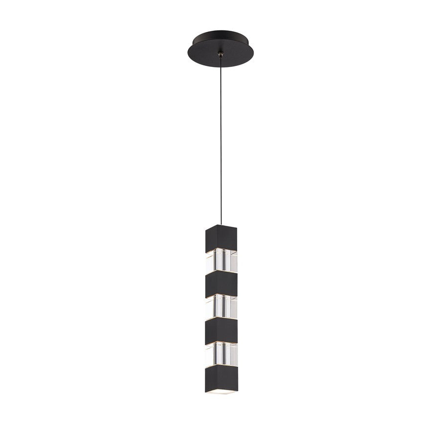dweLED Super Star 1 Light 2" Mini-Pendant/2700K, Black/Clear