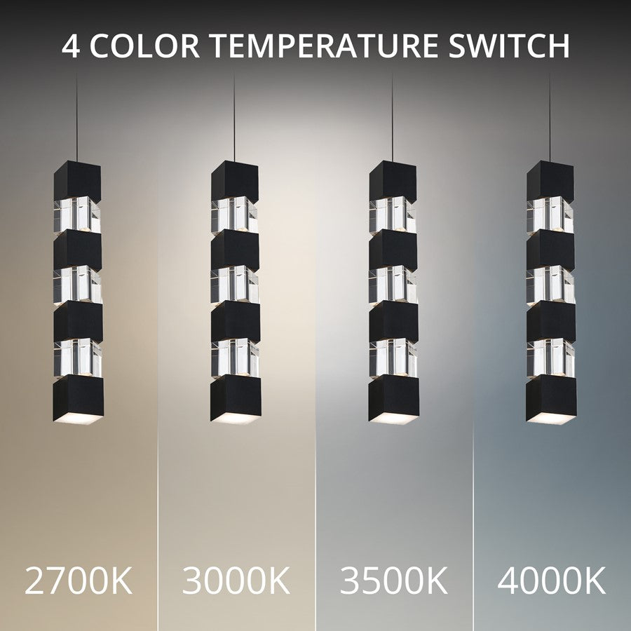 dweLED Super Star 1 Light 2" Mini-Pendant/3500K, Black/Clear