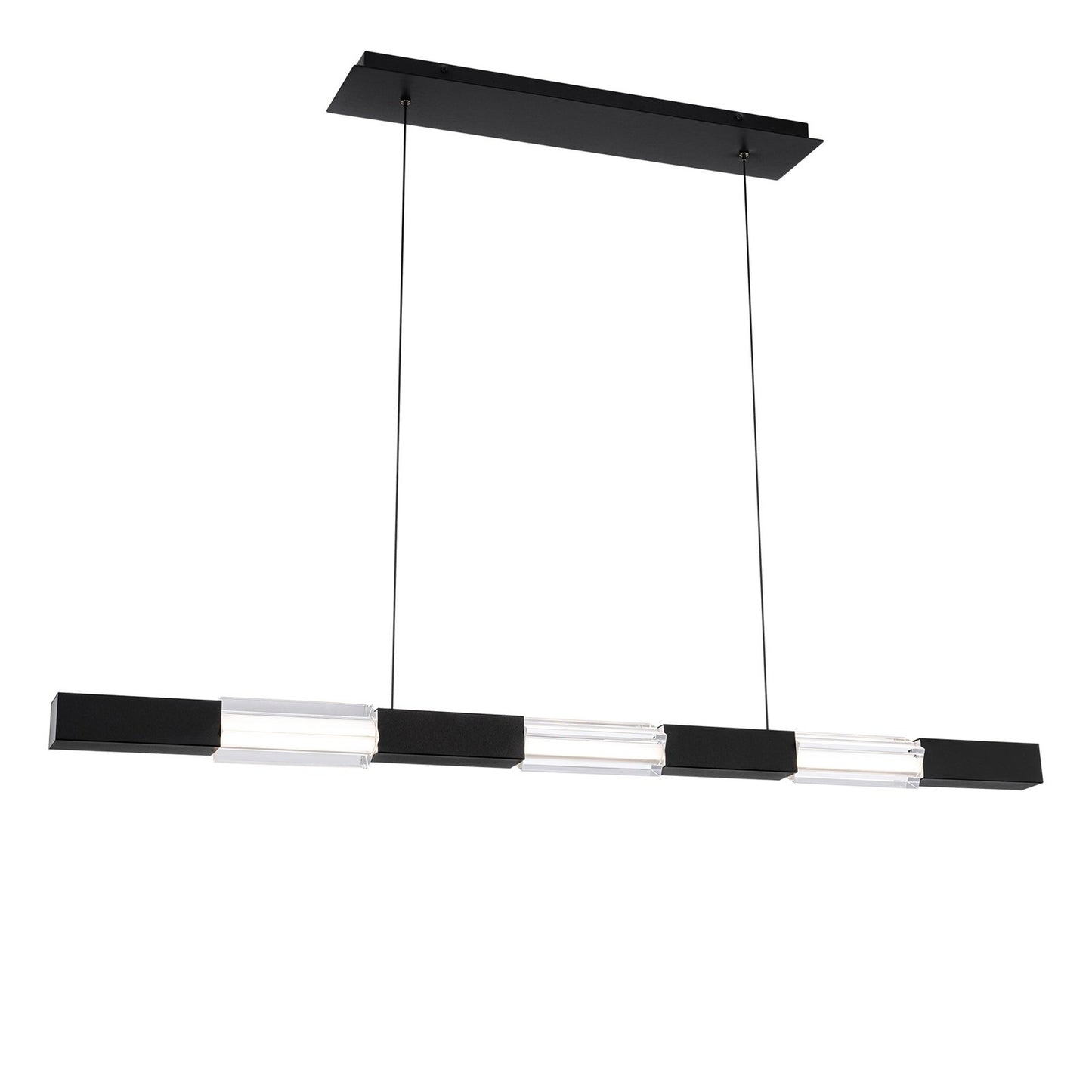 WAC Lighting Super Star 47in 3-Light Linear Pendant | Contemporary Black Aluminum and Clear K5 Crystal | Kitchen Island & Dining Room | Model PD-15547-BK