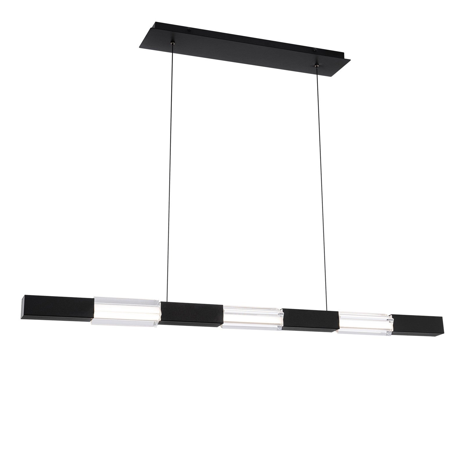 WAC Lighting Super Star 47in 3-Light Linear Pendant | Contemporary Black Aluminum and Clear K5 Crystal | Kitchen Island & Dining Room | Model PD-15547-BK