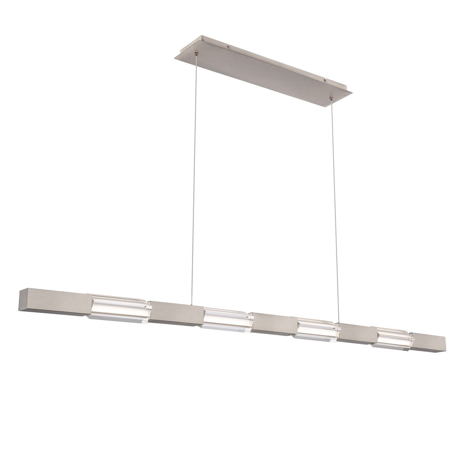 WAC dweLED Super Star 4Lt Linear Pendant, Brushed Nickel/Clr