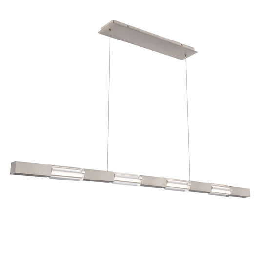 WAC dweLED Super Star 4Lt Linear Pendant, Brushed Nickel/Clr