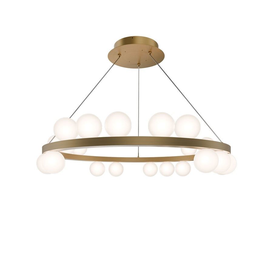 dweLED Carousel 21Lt 28" Chandelier/2700K, Brass/Frosted - PD-21528-27-AB