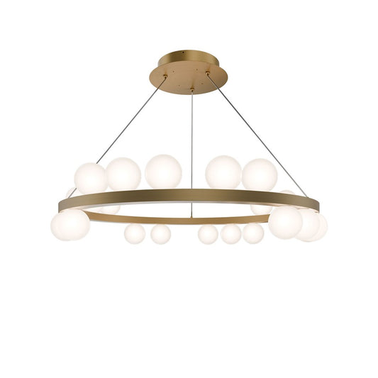 dweLED Carousel 21Lt 28" Chandelier/2700K, Brass/Frosted - PD-21528-27-AB