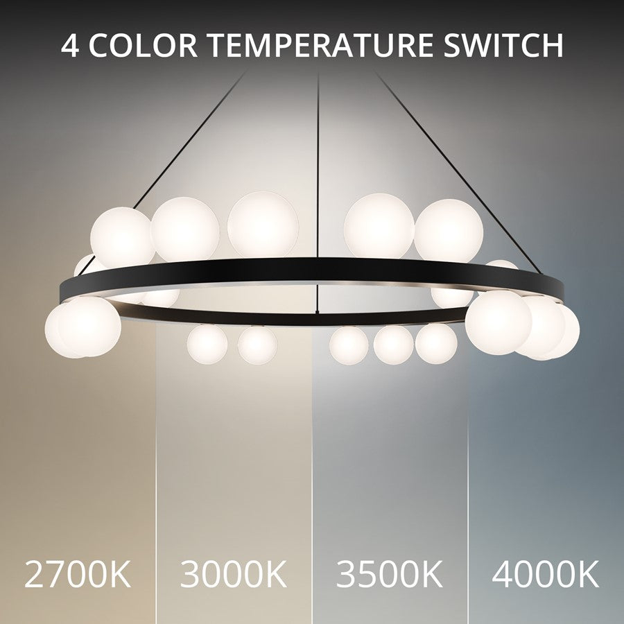 dweLED Carousel 21 Light 28" Chandelier/3000K, Black/Frosted