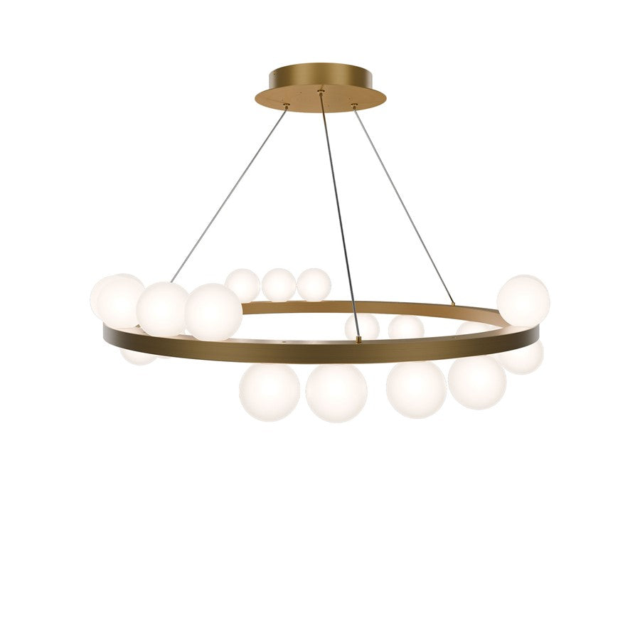 dweLED Carousel 21Lt 28" Chandelier/3500K, Brass/Frosted