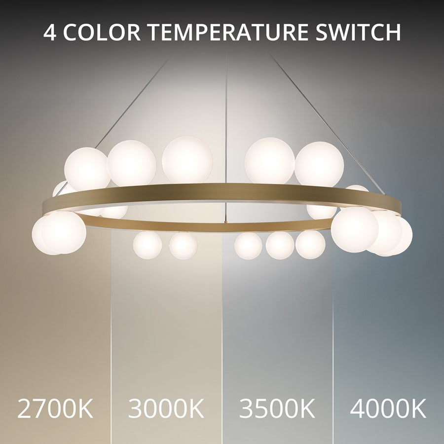 dweLED Carousel 21Lt 28" Chandelier/3500K, Brass/Frosted