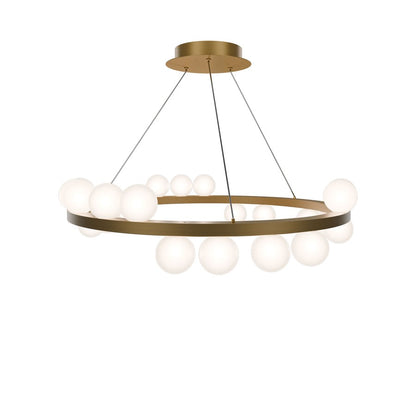 dweLED Carousel 21Lt 28" Chandelier/4000K, Brass/Frosted