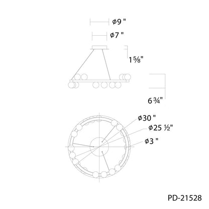 dweLED Carousel 21Lt 28" Chandelier/4000K, Brass/Frosted