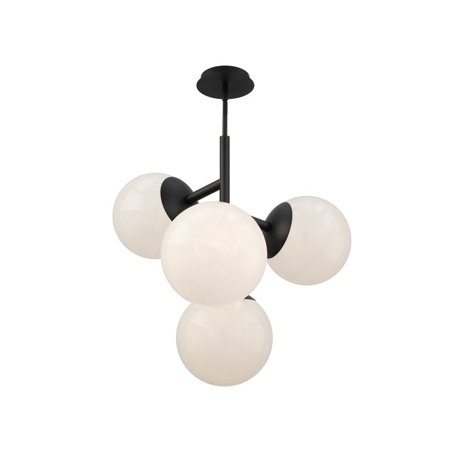 dweLED Quatrro 4 Light 27" Pendant/3000K, Black/Frosted