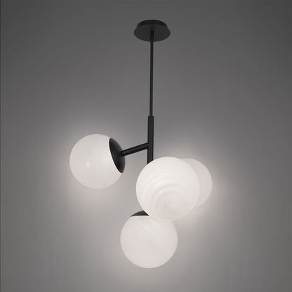 dweLED Quatrro 4 Light 27" Pendant/3500K, Black/Frosted