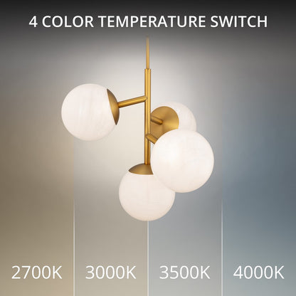 dweLED Quatrro 4 Light 27" Pendant/4000K, Aged Brass/Frosted