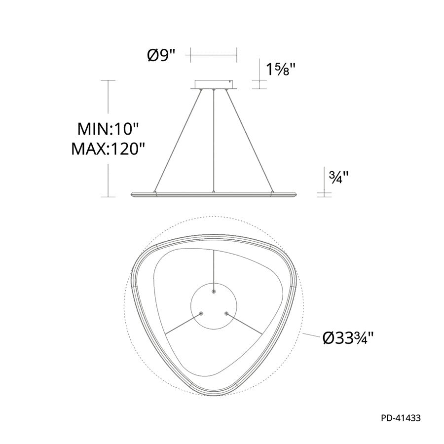 dweLED Oyster 1Lt 33" Pendant/3000K, Brass/White Opaque