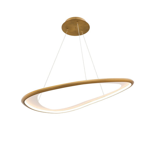 dweLED Oyster 1Lt 33" Pendant/3500K, Brass/White Opaque - PD-41433-35-AB