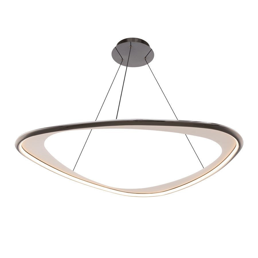dweLED Oyster 1Lt 42" Pendant/2700K, Black Chrome/White Opaque - PD-41442-27-BC