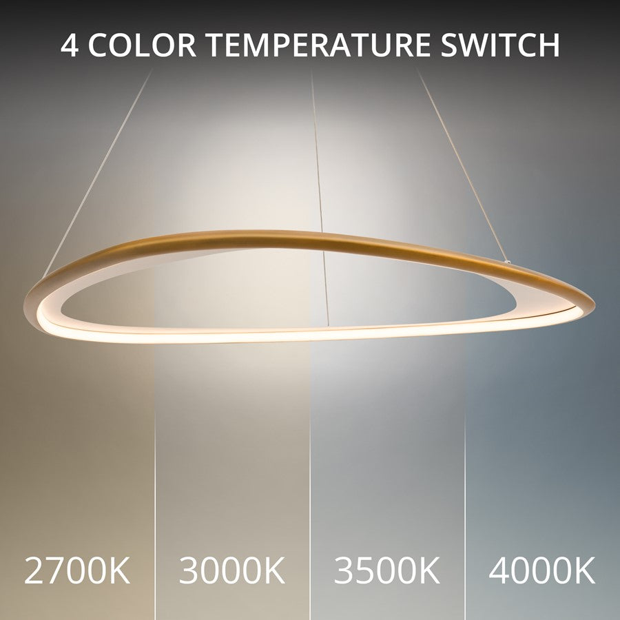 dweLED Oyster 1Lt 42" Pendant/3000K, Brass/White Opaque