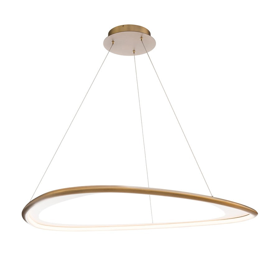 dweLED Oyster 1Lt 42" Pendant/3500K, Brass/White Opaque - PD-41442-35-AB