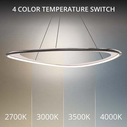 dweLED Oyster 1Lt 42" Pendant/3500K, Black Chrome/White Opaque