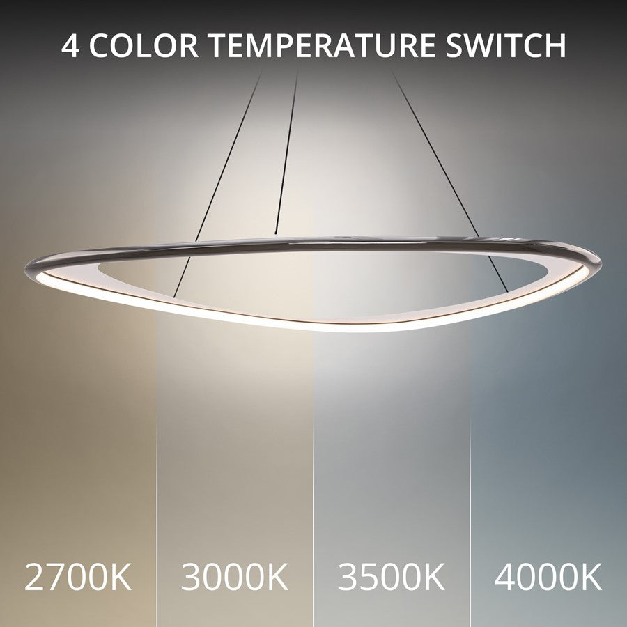 dweLED Oyster 1Lt 42" Pendant/4000K, Black Chrome/White Opaque