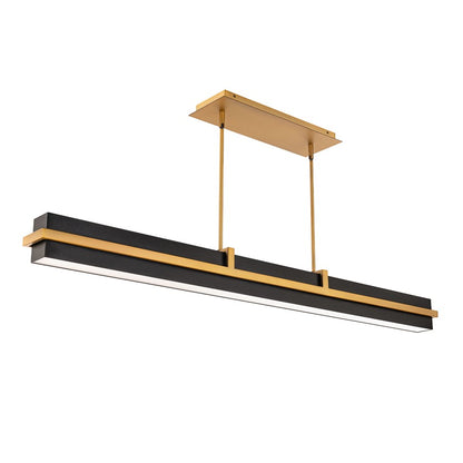 dweLED Desmond Linear 48" Pendant/4000K, Black/Brass/Frost - PD-41548-40-BK-AB