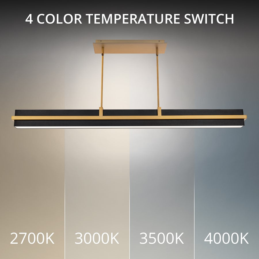 dweLED Desmond Linear 48" Pendant/4000K, Black/Brass/Frost