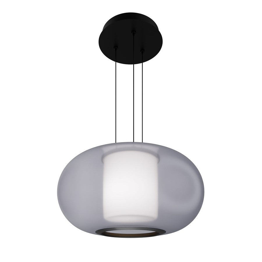 dweLED Doma 1 Light 20" Pendant/2700K, Black/Opaline/Opal - PD-48520-27-BK