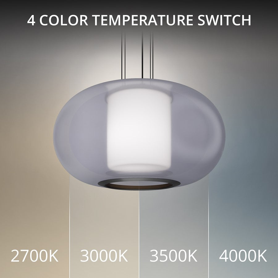 dweLED Doma 1 Light 20" Pendant/3000K, Black/Opaline/Opal
