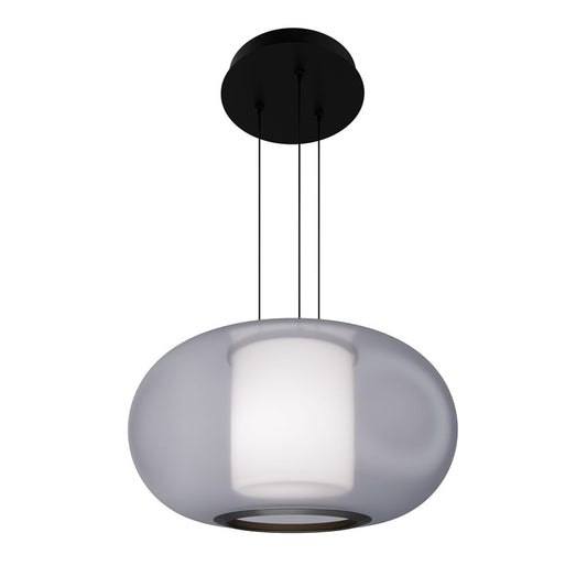 dweLED Doma 1 Light 20" Pendant/3500K, Black/Opaline/Opal - PD-48520-35-BK