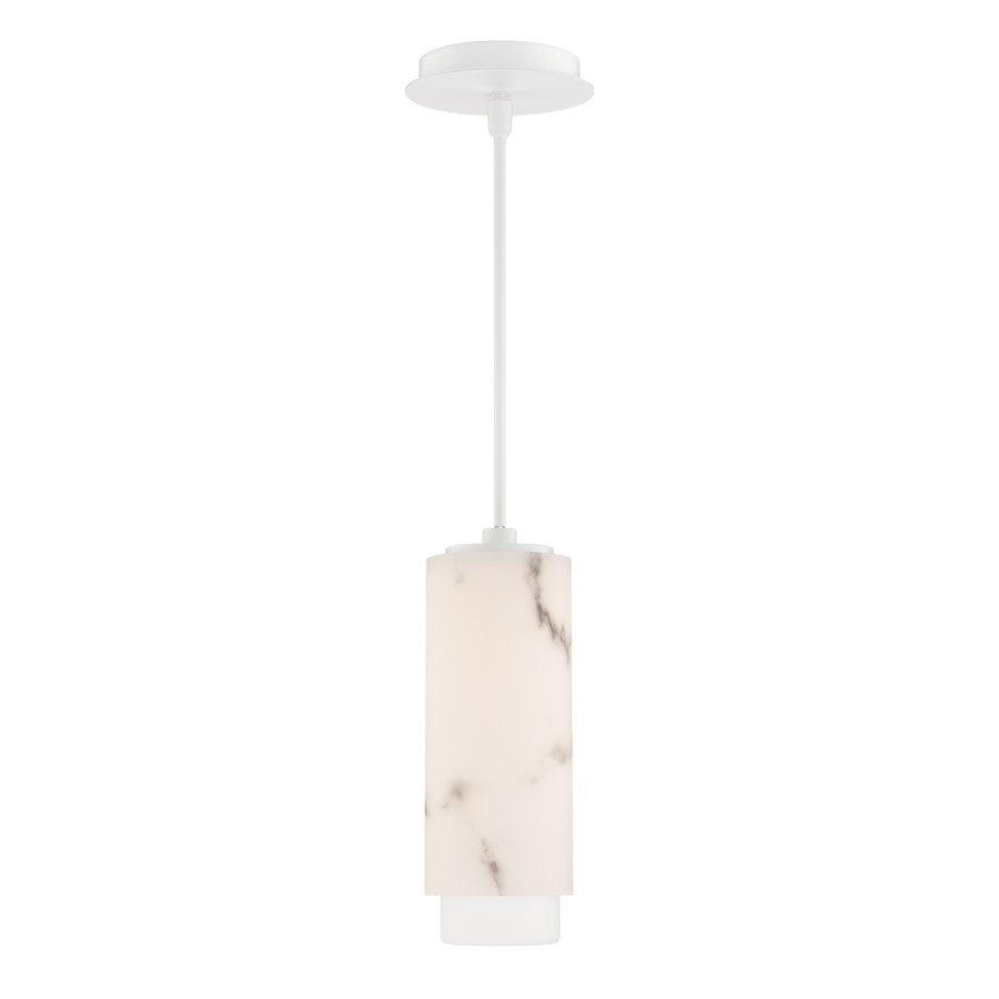 dweLED Aragon 1Lt 5" Mini-Pendant/2700K, White/Alabaster/Frost - PD-49512-27-WT