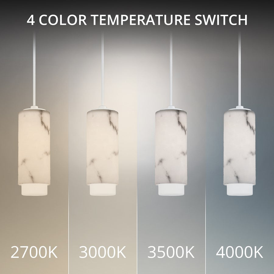 dweLED Aragon 1Lt 5" Mini-Pendant/3500K, White/Alabaster/Frost