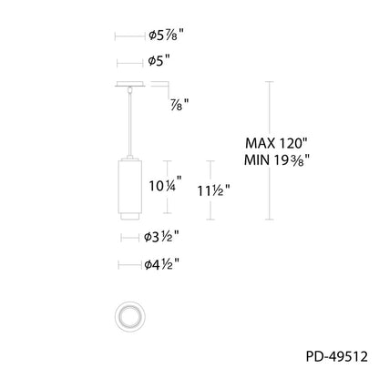 dweLED Aragon 1Lt 5" Mini-Pendant/3500K, White/Alabaster/Frost