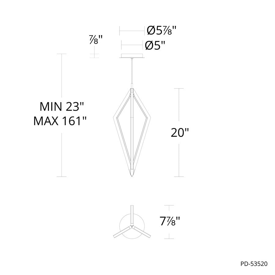 dweLED Tribeca 3 Light 8" Mini-Pendant/2700K, Black