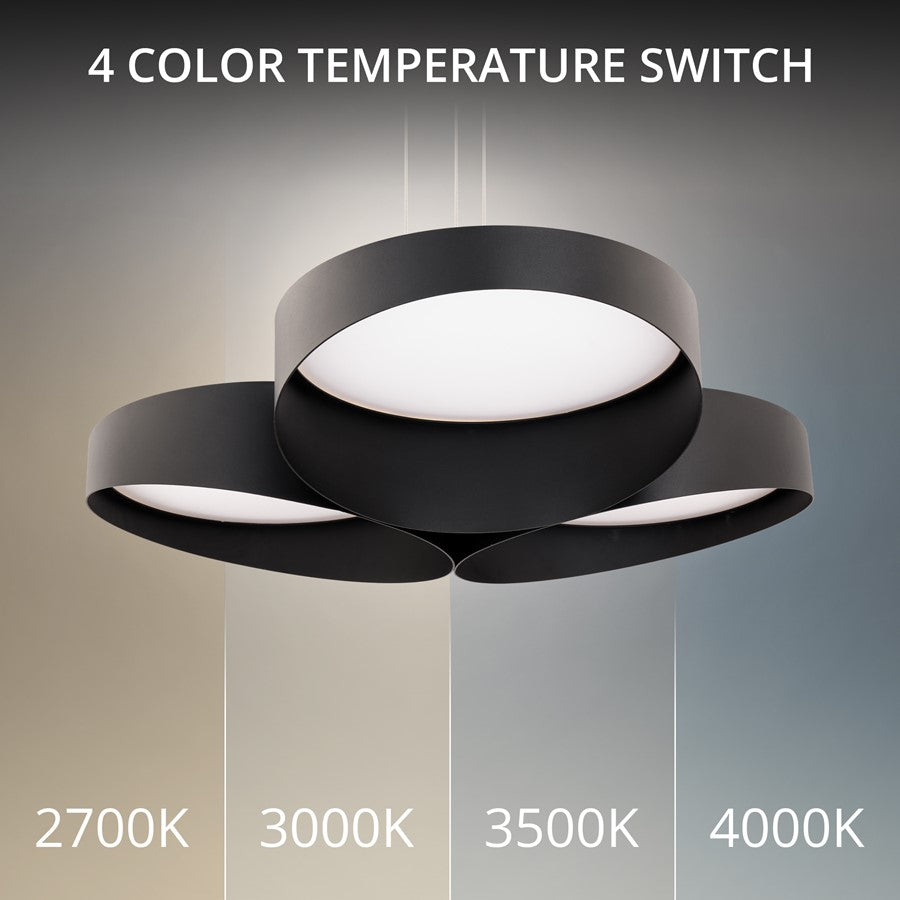 dweLED Triolet 3 Light 36" Pendant/3000K, Black