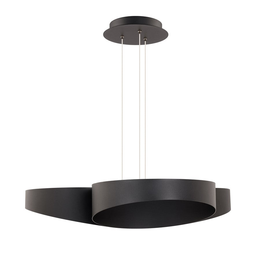 dweLED Triolet 3 Light 36" Pendant/3500K, Black