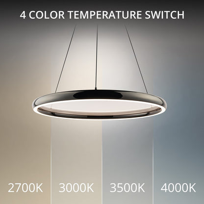 dweLED Huxley 1 Light 23" Pendant/3500K, Black Chrome