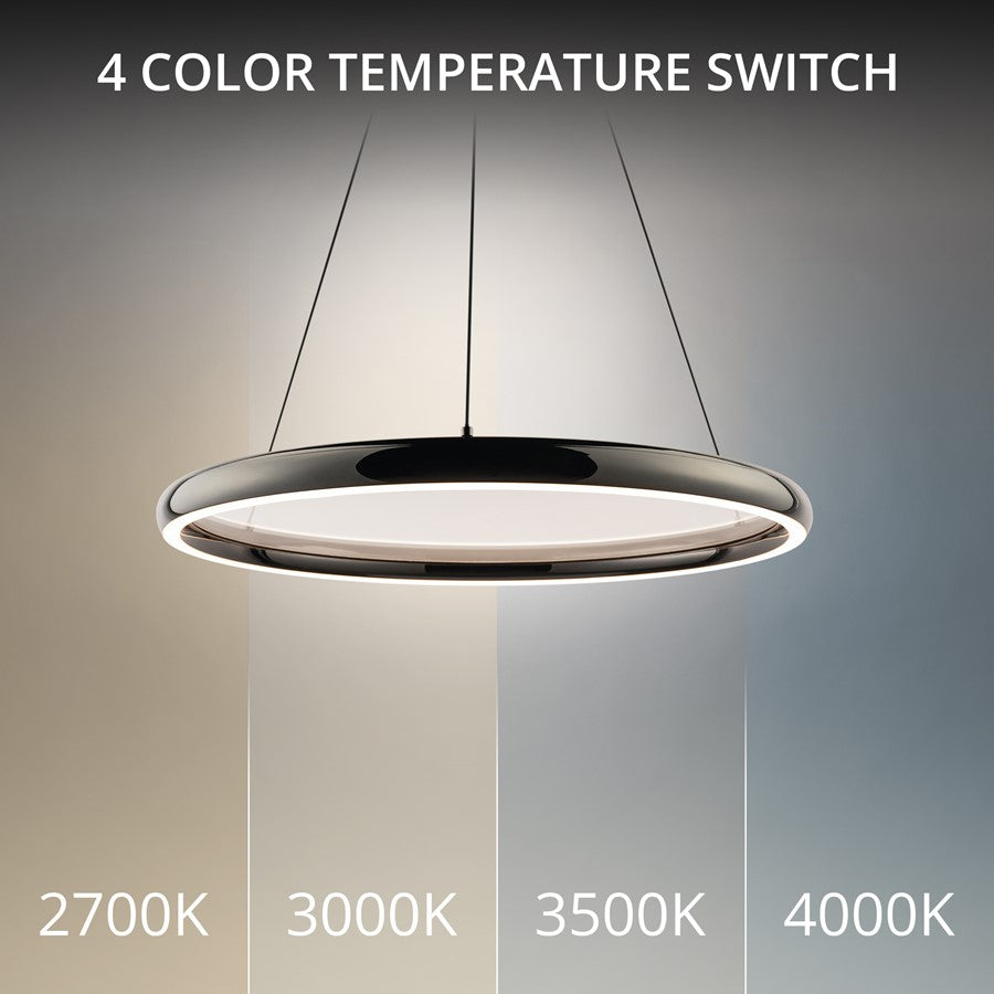 dweLED Huxley 1 Light 23" Pendant/4000K, Black Chrome