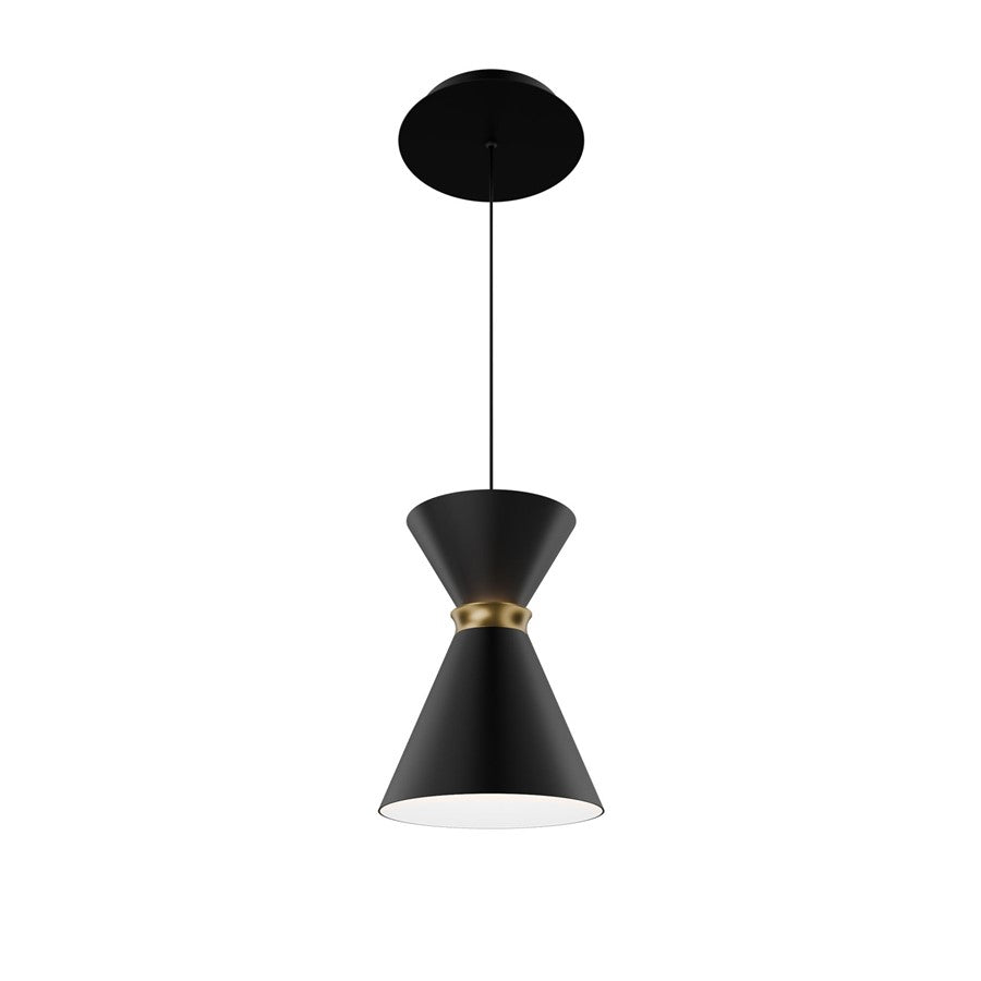 dweLED Pin Up 1Lt 6" Mini-Pendant/2700K, Black/Brass/ - PD-57108-27-BK-AB