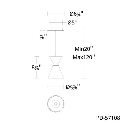 dweLED Pin Up 1Lt 6" Mini-Pendant/3000K, Brass/Black