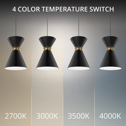 dweLED Pin Up 1Lt 6" Mini-Pendant/3000K, Black/Brass