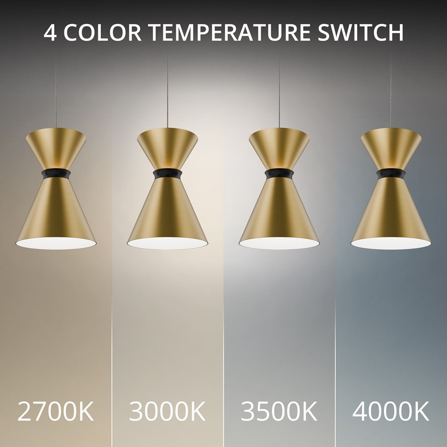 dweLED Pin Up 1Lt 6" Mini-Pendant/3500K, Brass/Black