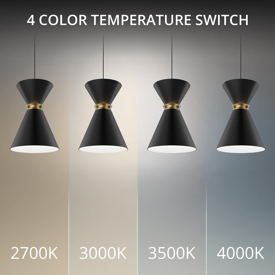 dweLED Pin Up 1Lt 6" Mini-Pendant/3500K, Black/Brass