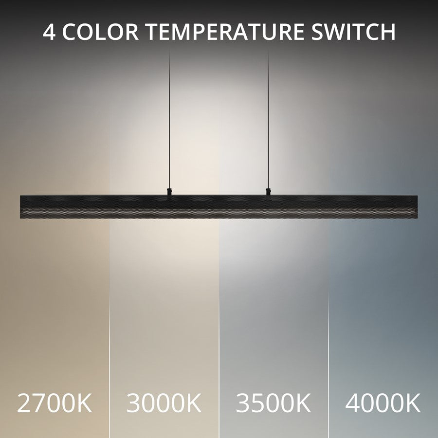 dweLED Grille 1 Light 47" Linear Pendant/2700K, Black/Frosted