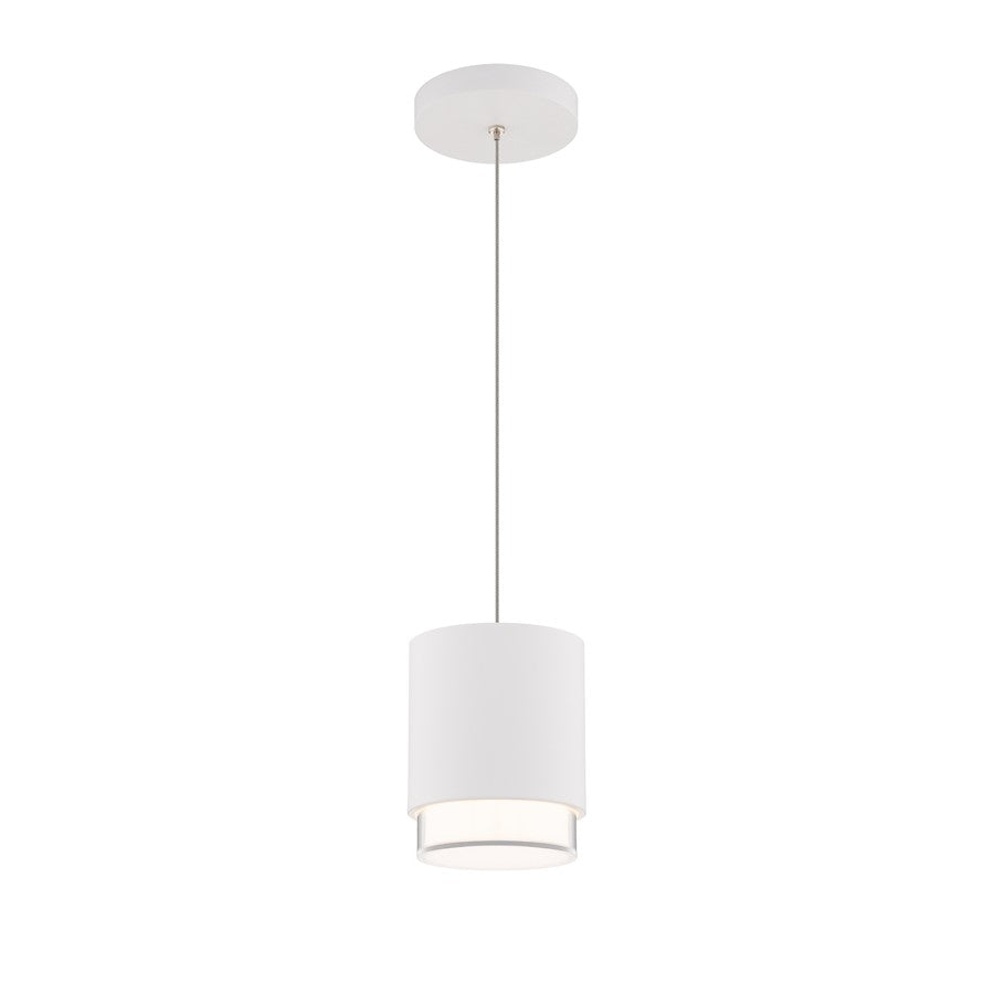 dweLED Cloak 1 Light 7" Mini-Pendant/2700K, White/White - PD-58509-27-WT
