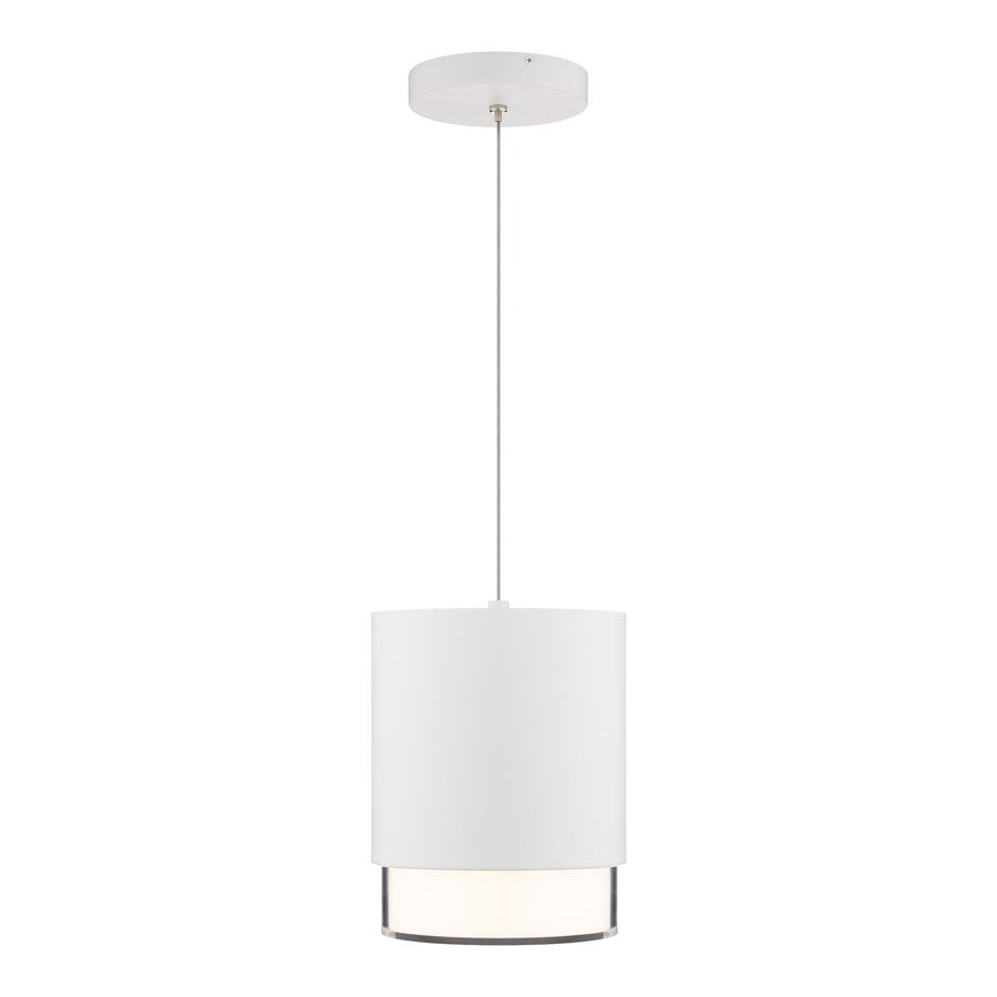 dweLED Cloak 1 Light 7" Mini-Pendant/3000K, White/White