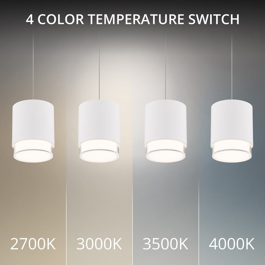 dweLED Cloak 1 Light 7" Mini-Pendant/3000K, White/White