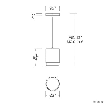 dweLED Cloak 1 Light 7" Mini-Pendant/3500K, White/White
