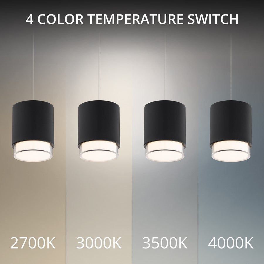 dweLED Cloak 1 Light 7" Mini-Pendant/4000K, Black/White