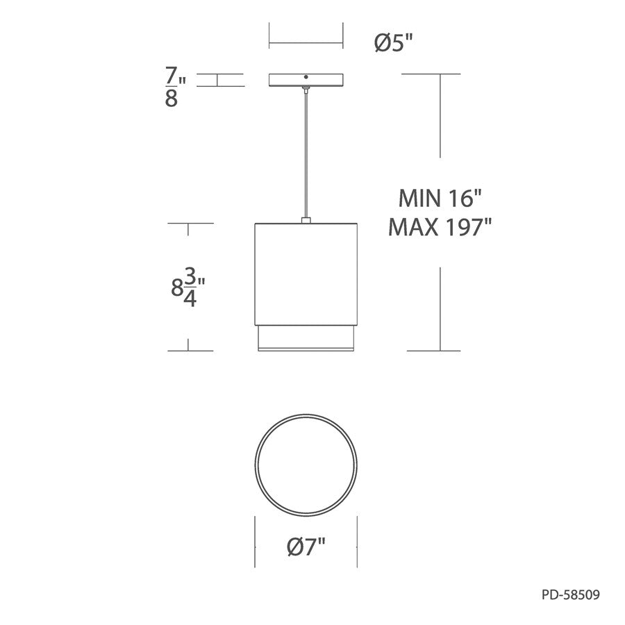 dweLED Cloak 1 Light 7" Mini-Pendant/4000K, White/White