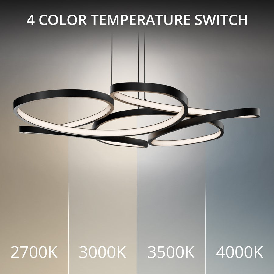 dweLED Klover 1 Light 32" Pendant/3000K, Black/White