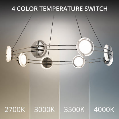 dweLED Bracelet 8 Light 32" Pendant/2700K, Black Chrome/Frosted